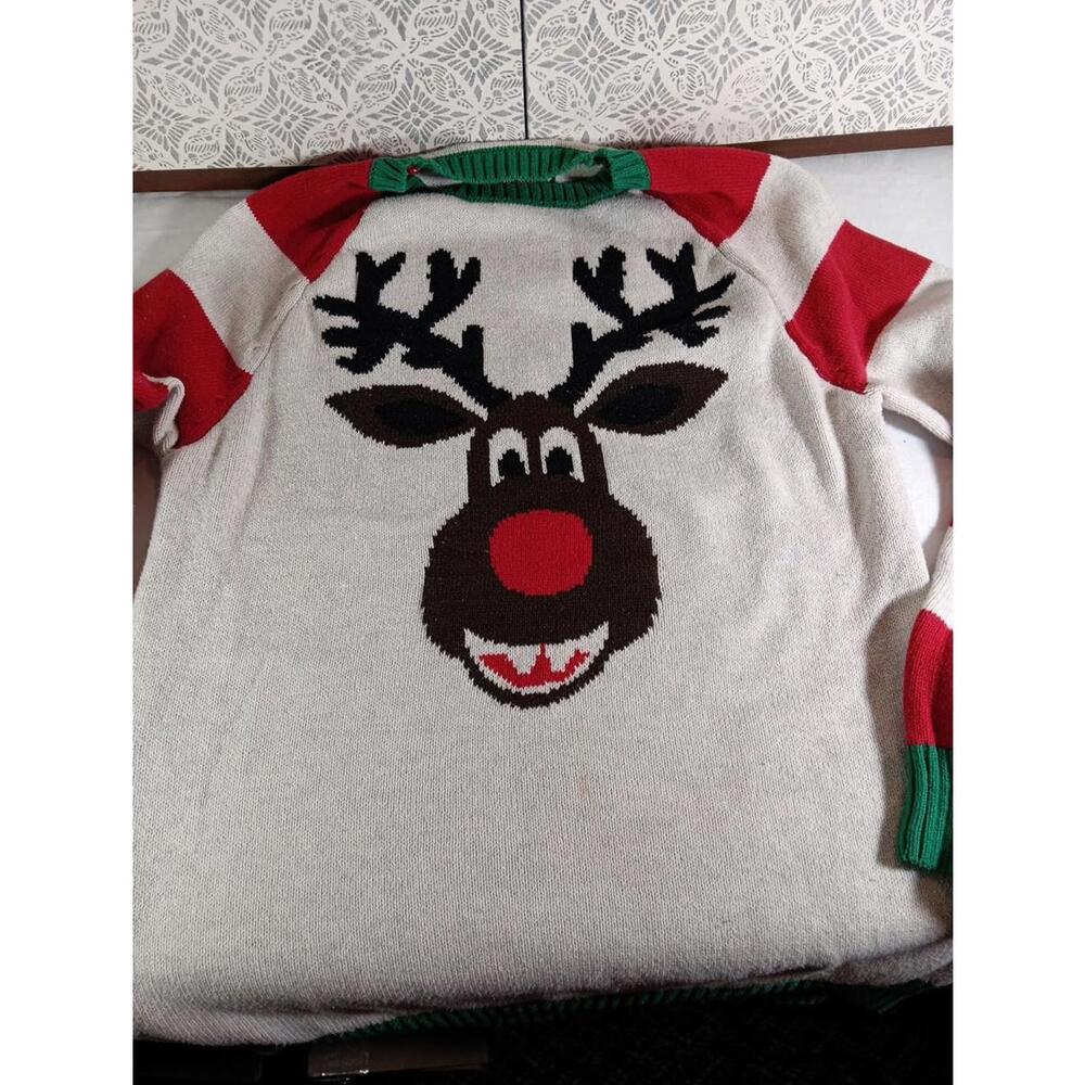 Ugly Christmas Sweater Unisex Medoum Cotton Blend Reindeer Red Green White